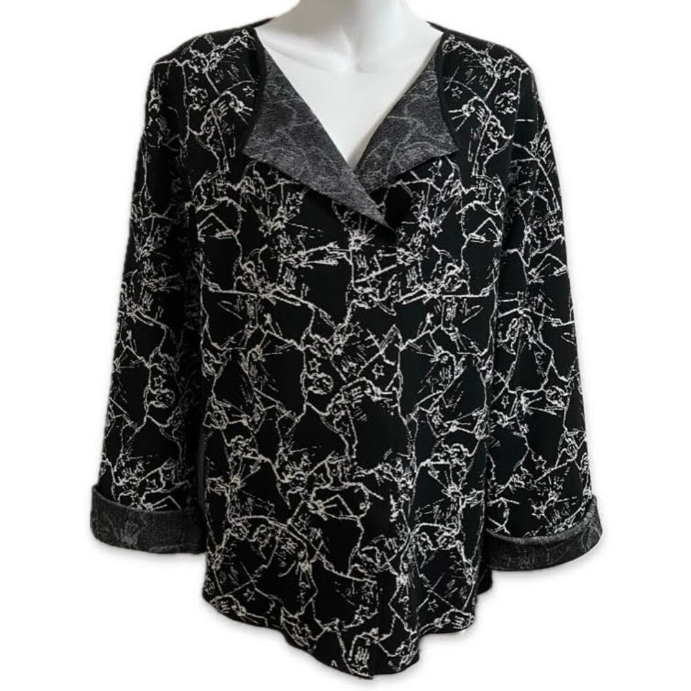 Escada Sport Open Front Cardigan Womens Size S Black Button Snap Sweater